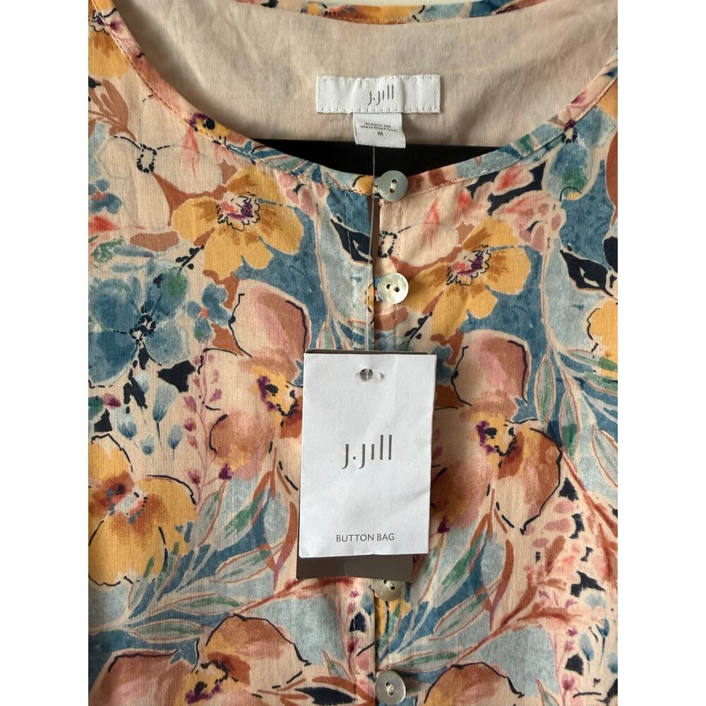 J. Jill NWT Floral Tiered Maxi Dress 100% Cotton Sleeveless Lined Size M Prarie - Picture 6 of 7